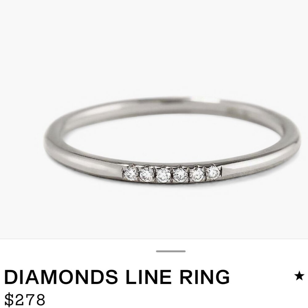 Mejuri EUC Diamonds Line Ring White Gold Size 5